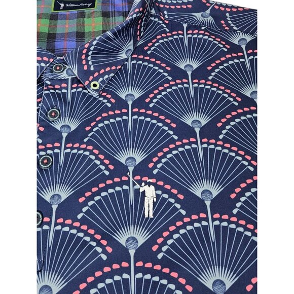 William Murray Polo Shirt Golf Clubs All Over Print Men's XXL Blue Performance - Picture 6 of 12